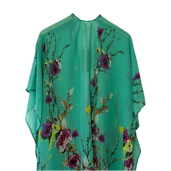NWT Ultra Pink Floral Sheer Kimono Ruana Wrap 2X - Picture 9 of 14